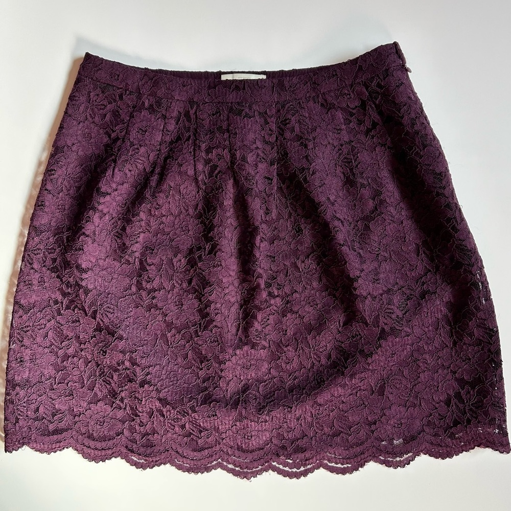 Ann Taylor LOFT skirt purple/maroon with lace size 4 petite